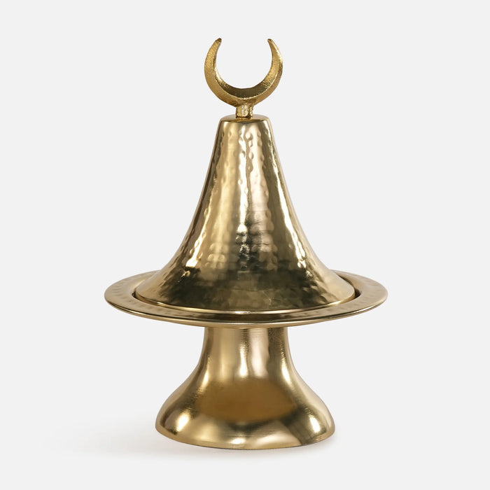 Ruhaf Metal Platter With Lid - Gold
