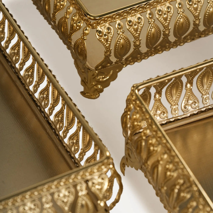 Saba Metal Nesting Trays, Set of 3 - Gold