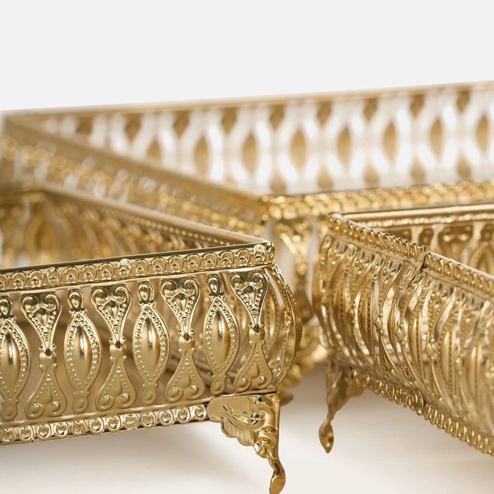 Saba Metal Nesting Trays, Set of 3 - Gold