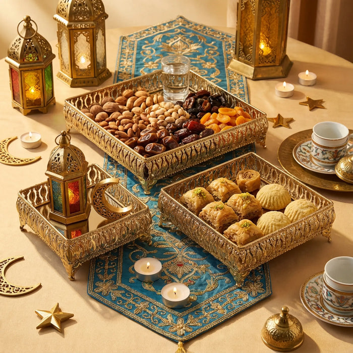 Saba Metal Nesting Trays, Set of 3 - Gold