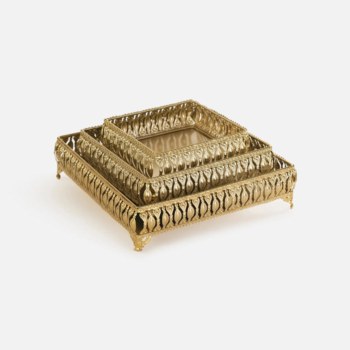 Saba Metal Nesting Trays, Set of 3 - Gold