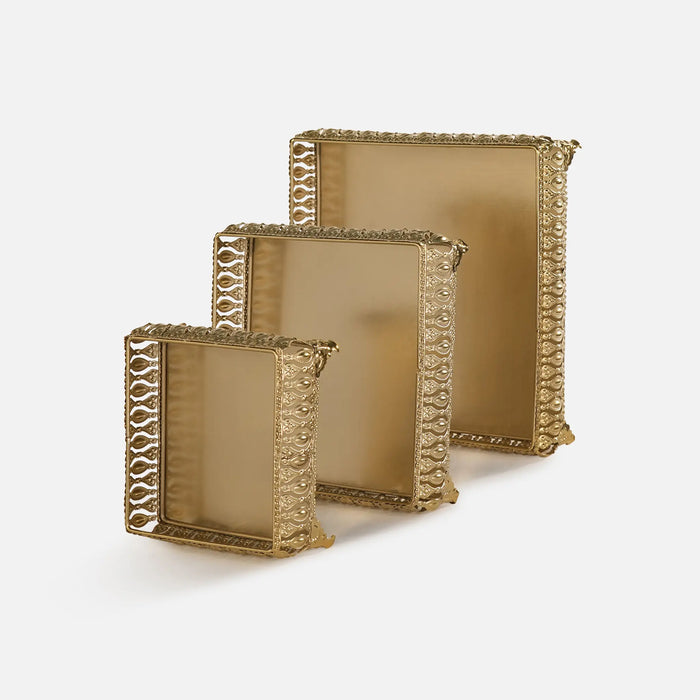 Saba Metal Nesting Trays, Set of 3 - Gold