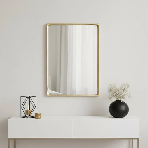 Safa Wall Mirror With Metal Frame - Gold Homelves