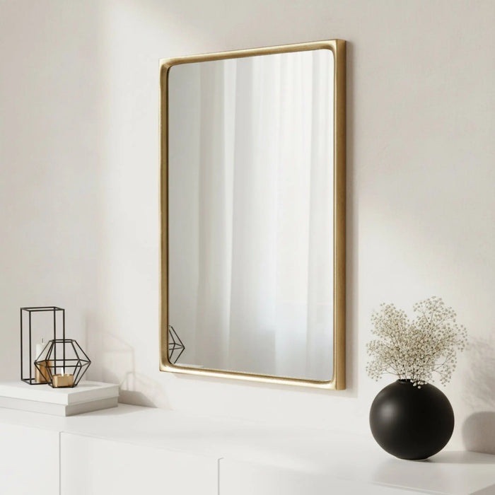 Safa Wall Mirror With Metal Frame - Gold