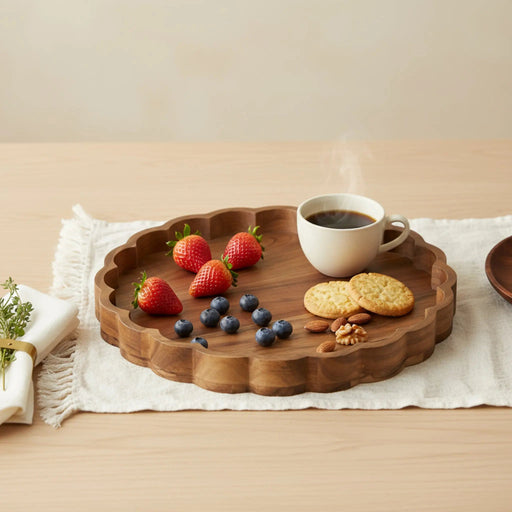 Scallop Wooden Platter, Natural Homelves