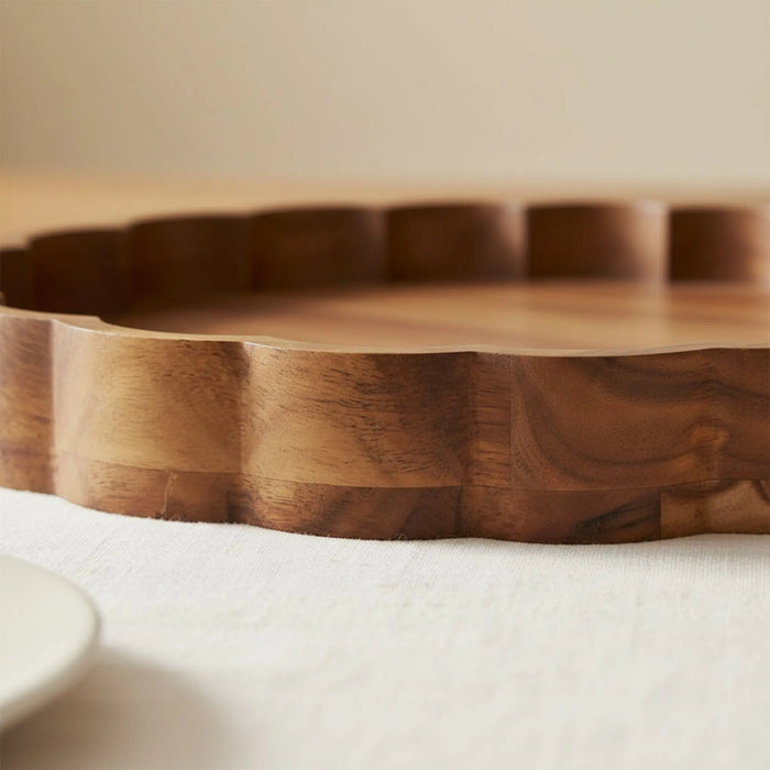 Scallop Wooden Platter, Natural