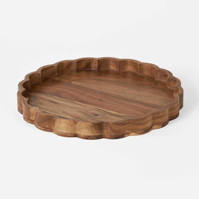 Scallop Wooden Platter, Natural
