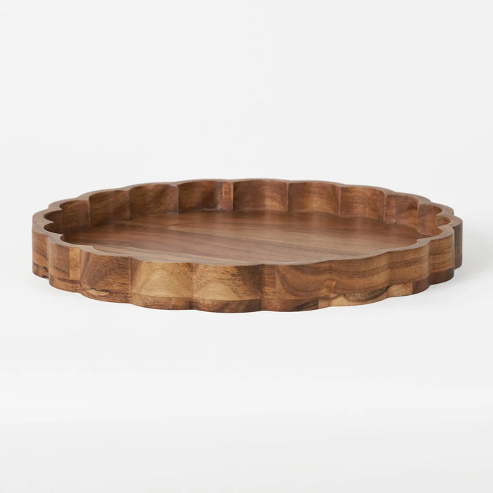 Scallop Wooden Platter, Natural