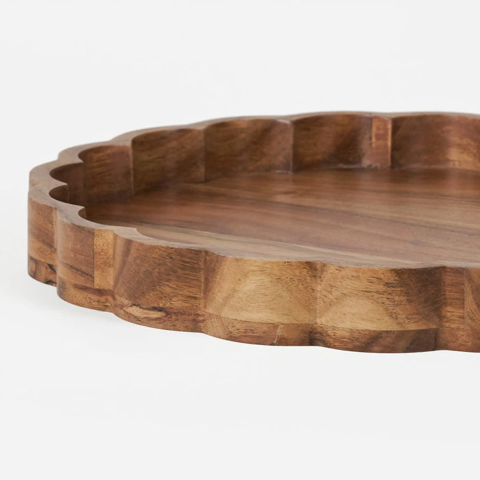 Scallop Wooden Platter, Natural