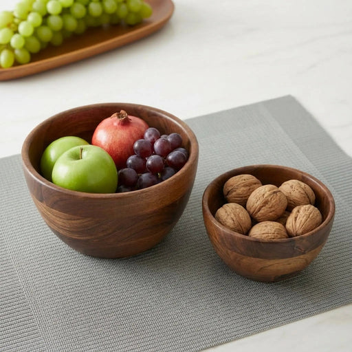 Scoop Wooden Serving Bowl, Set Of 2 - Natural Homelves