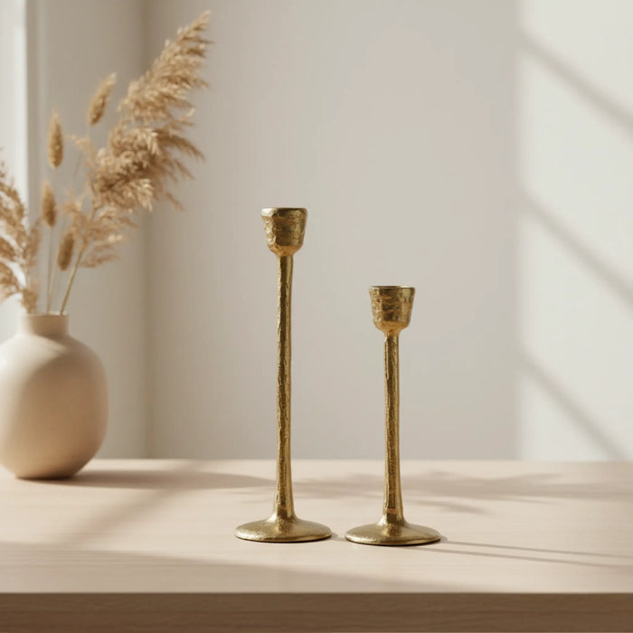 Shama Metal Candle Holder, Set of 2 - Gold