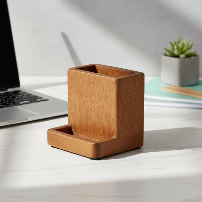 Slot Wooden Mobile Stand - Brown