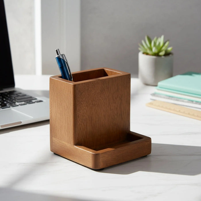 Slot Wooden Mobile Stand - Brown