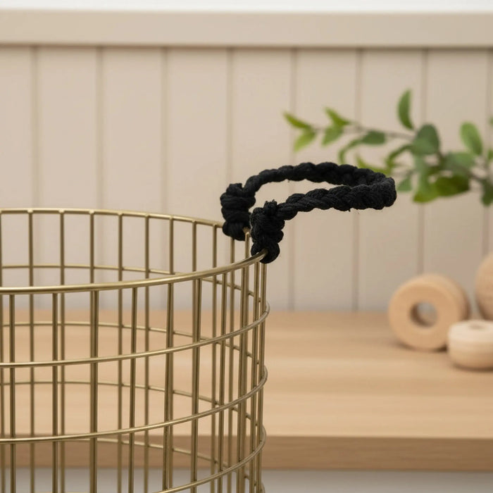 Solix Metal Storage Basket, Set Of 2 - Gold