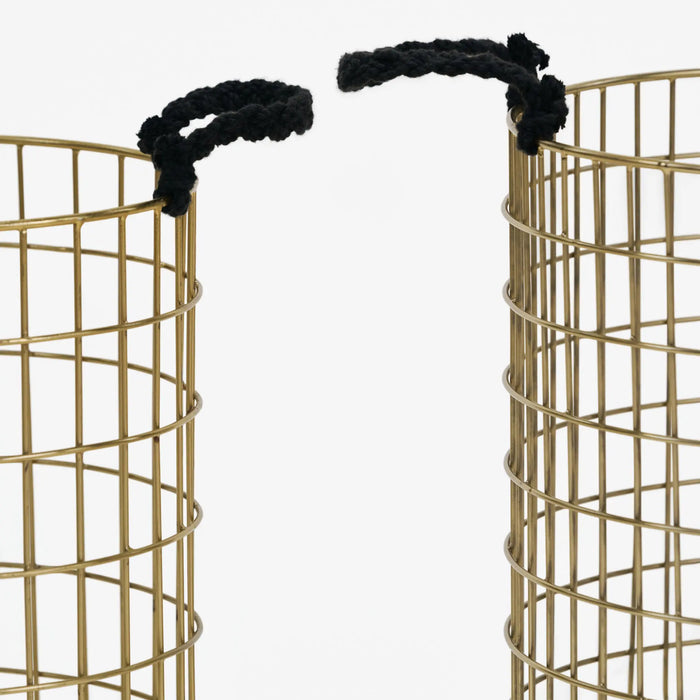 Solix Metal Storage Basket, Set Of 2 - Gold