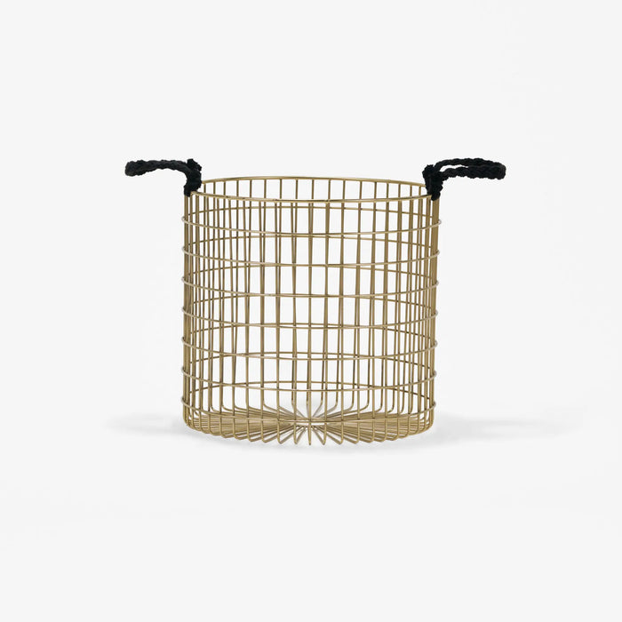 Solix Metal Storage Basket, Set Of 2 - Gold