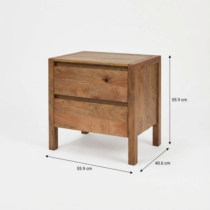 Stark 2 Drawer Wooden Nightstand - Natural