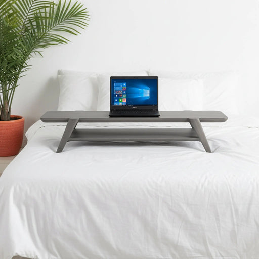 Studo Wooden Laptop Stand With Shelf Storage - Grey Homelves