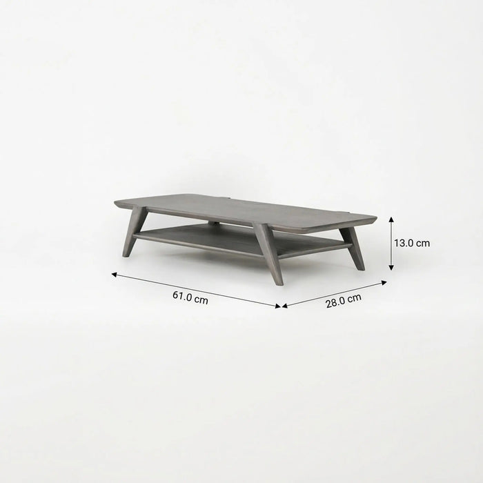 Studo Wooden Laptop Stand With Shelf Storage - Grey