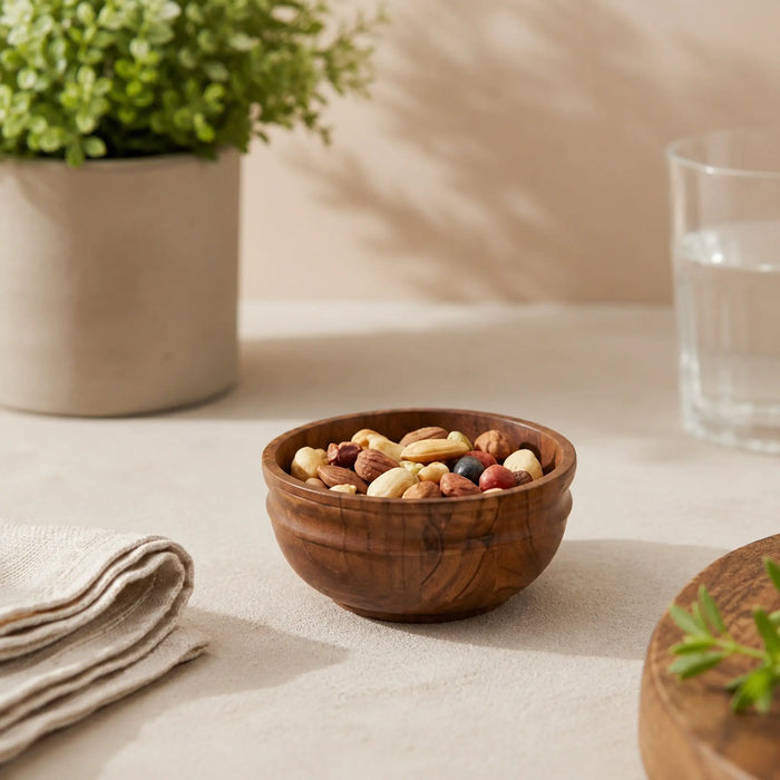 Swirl Wooden Serving Bowl, Extra-Small - Natural
