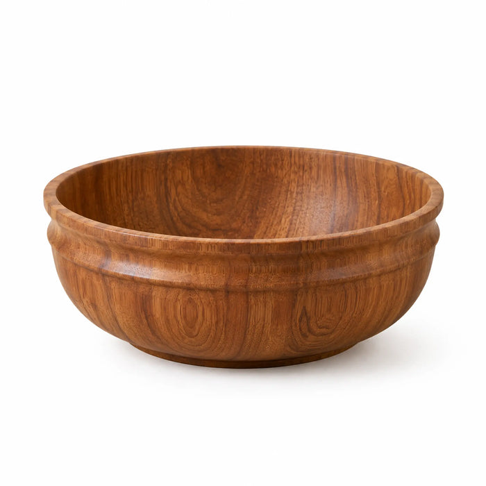 Swirl Wooden Serving Bowl, Large - Natural