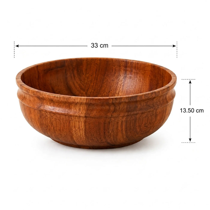Swirl Wooden Serving Bowl, Large - Natural