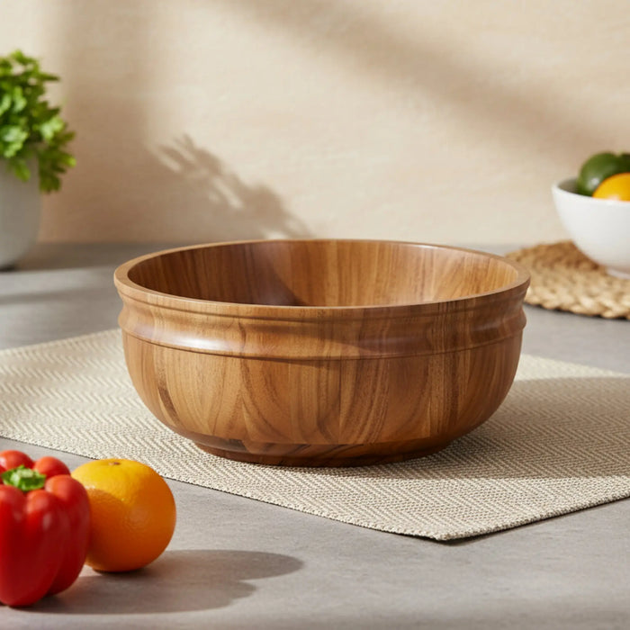 Swirl Wooden Serving Bowl, Medium - Natural