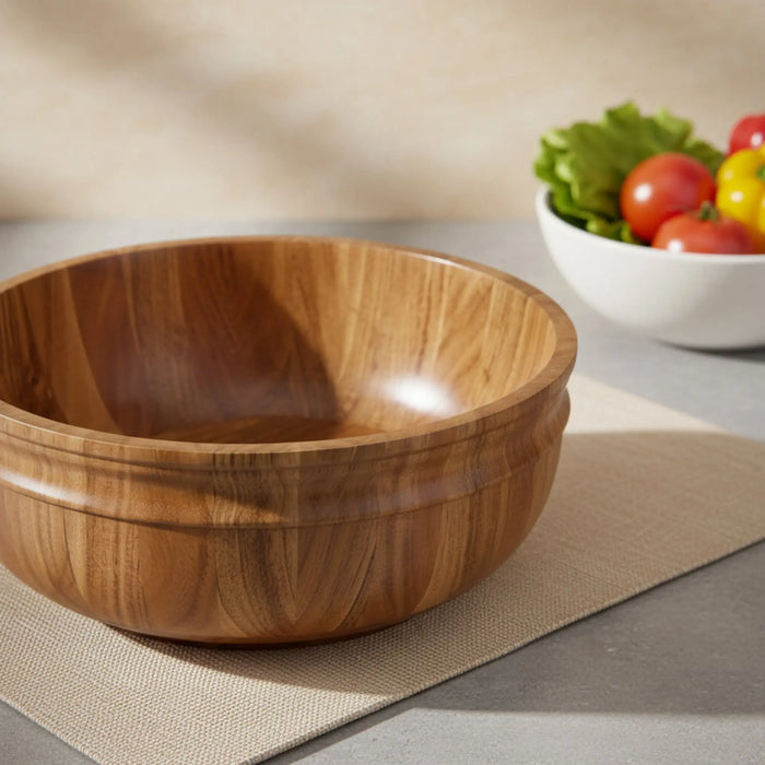 Swirl Wooden Serving Bowl, Medium - Natural