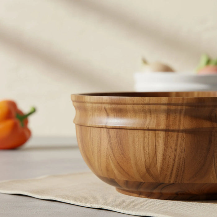 Swirl Wooden Serving Bowl, Medium - Natural