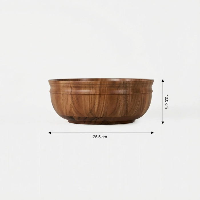 Swirl Wooden Serving Bowl, Medium - Natural