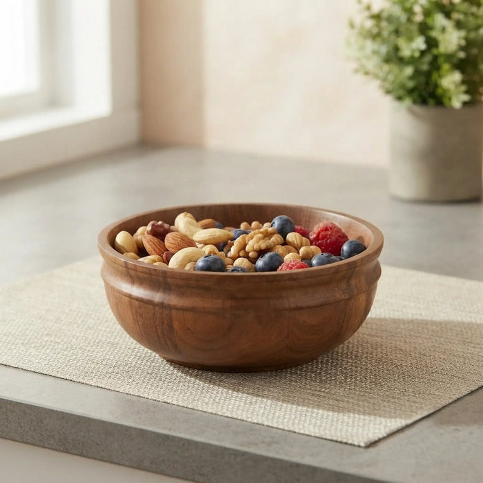 Swirl Wooden Serving Bowl, Small - Natural