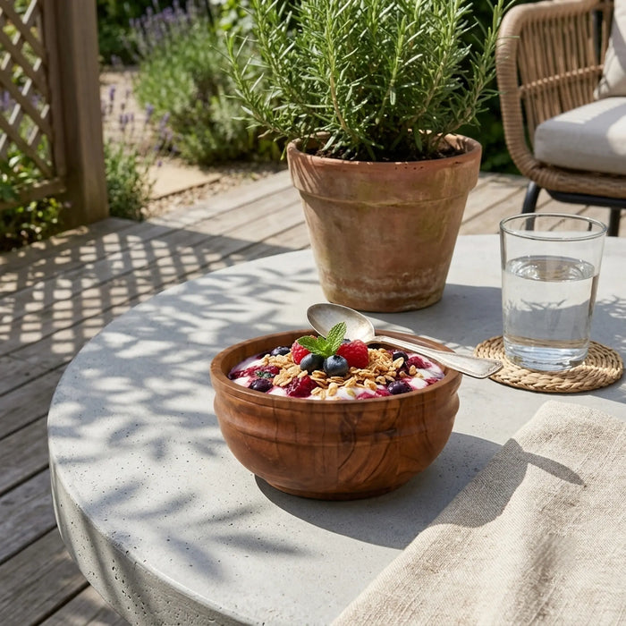 Swirl Wooden Serving Bowl, Small - Natural