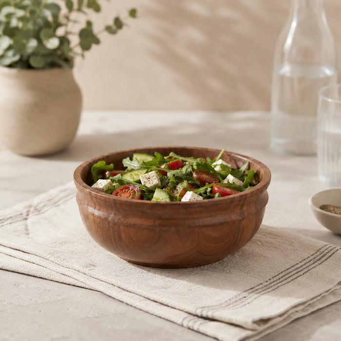 Swirl Wooden Serving Bowl, Small - Natural
