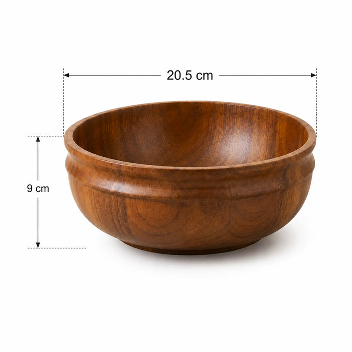 Swirl Wooden Serving Bowl, Small - Natural
