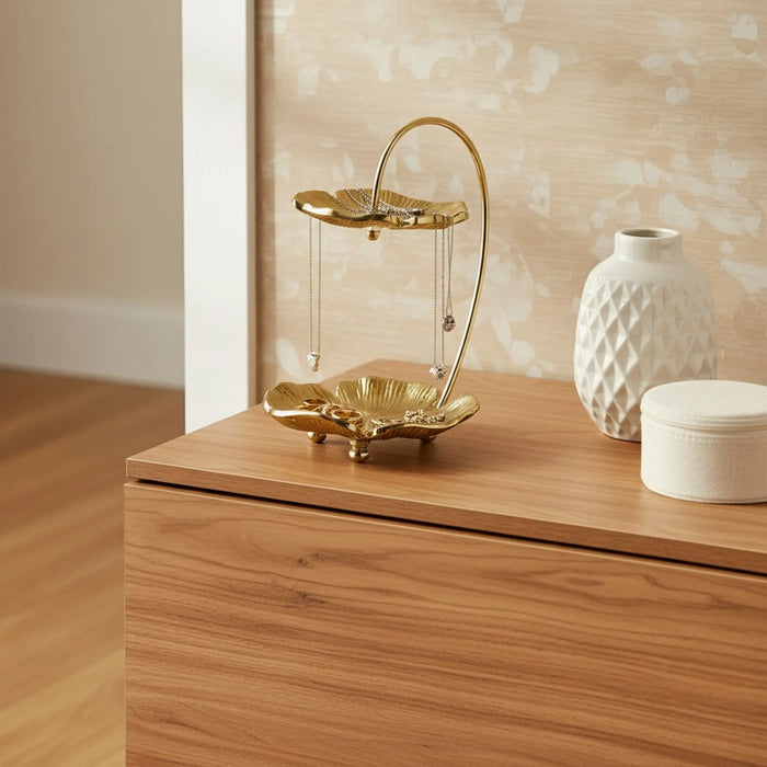 Sylvie 2-Tier Metal Jewellery Organiser - Gold