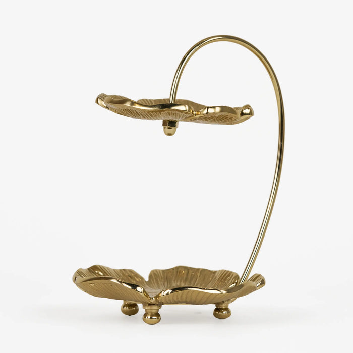 Sylvie 2-Tier Metal Jewellery Organiser - Gold