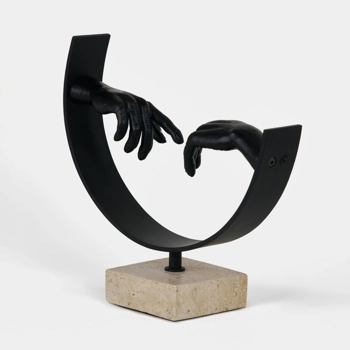 Sync Metal Sculpture With Marble Base - Black
