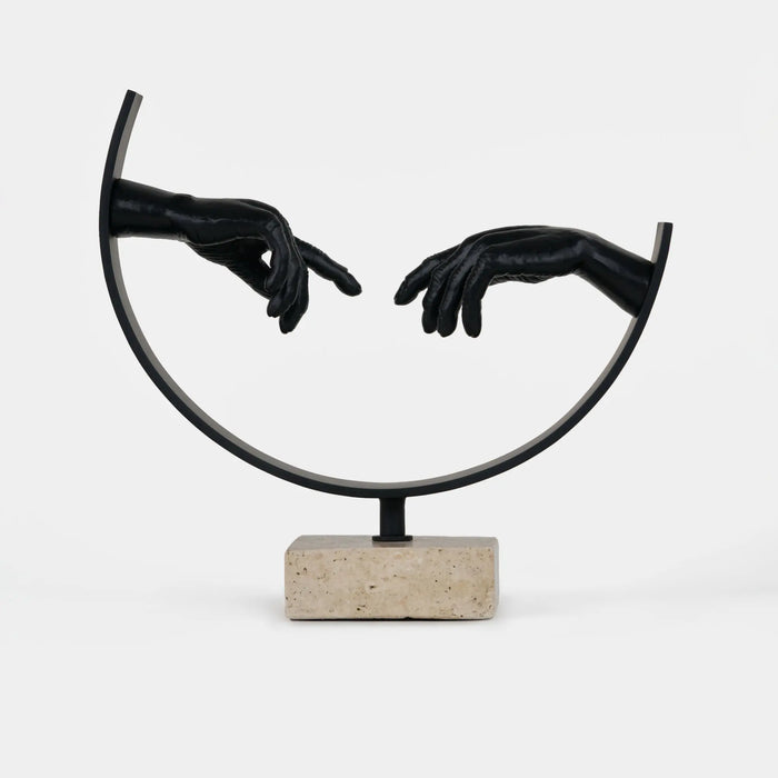 Sync Metal Sculpture With Marble Base - Black