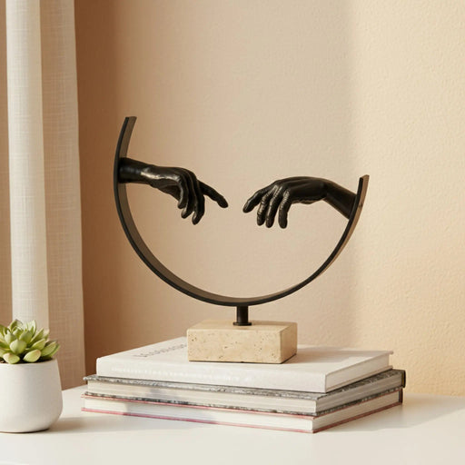 Sync Metal Sculpture With Marble Base - Black Homelves