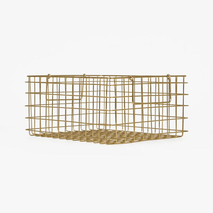 Syro Metal Storage Basket, Set Of 2 - Gold