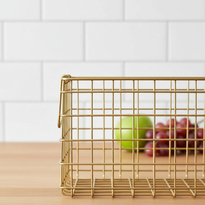 Syro Metal Storage Basket, Set Of 2 - Gold