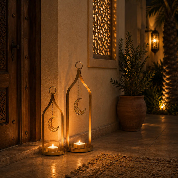 Tazeen Metal Lanterns, Set Of 2 - Gold