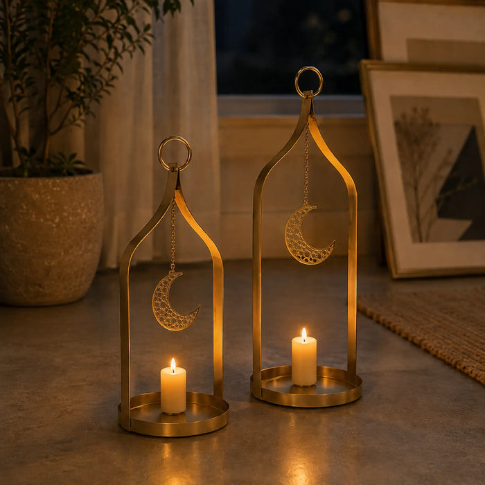Tazeen Metal Lanterns, Set Of 2 - Gold