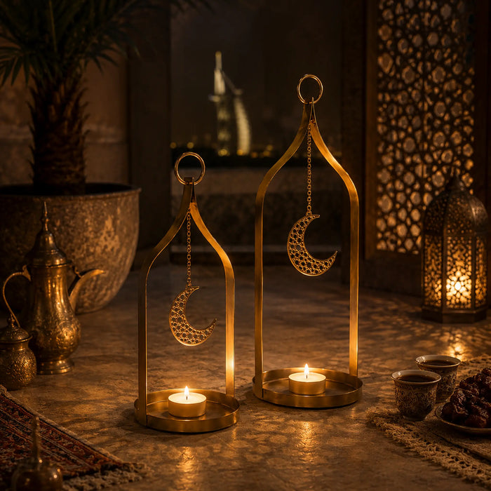 Tazeen Metal Lanterns, Set Of 2 - Gold