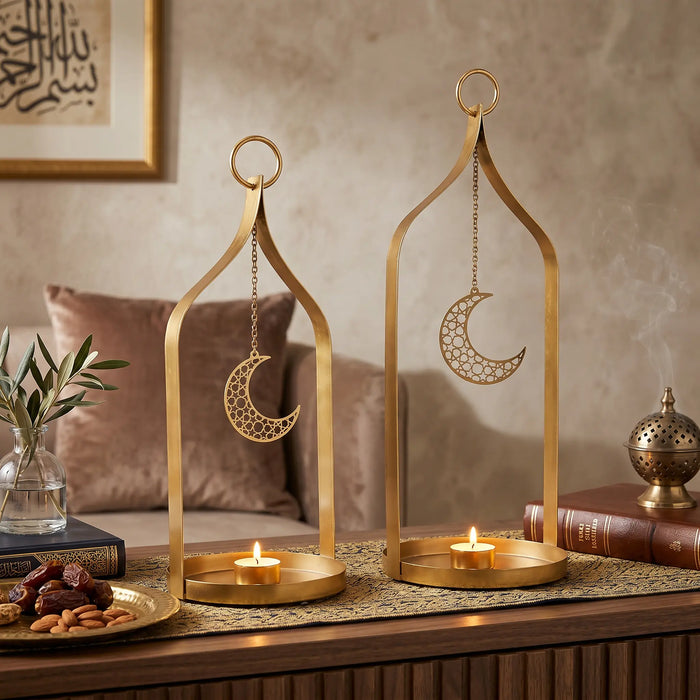 Tazeen Metal Lanterns, Set Of 2 - Gold