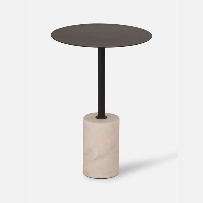 Terry Side Table With Marble Base - Black
