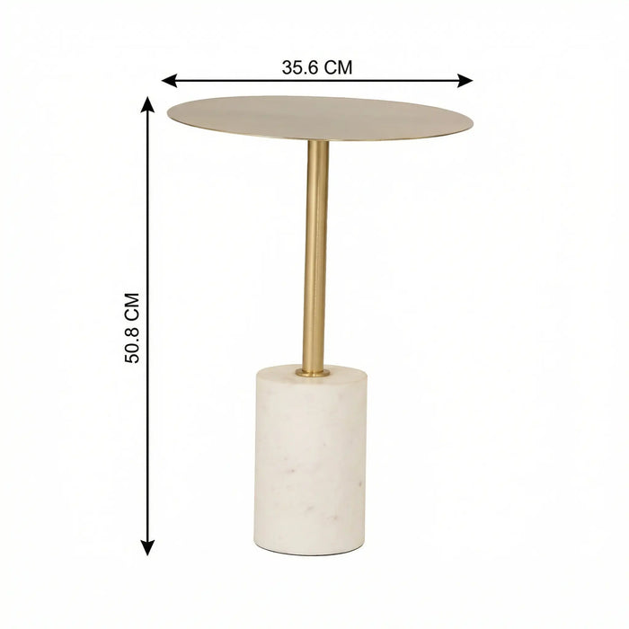 Terry Side Table With Marble Base - Brass