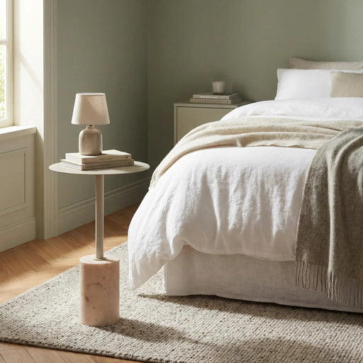 Terry Side Table With Marble Base - White Homelves