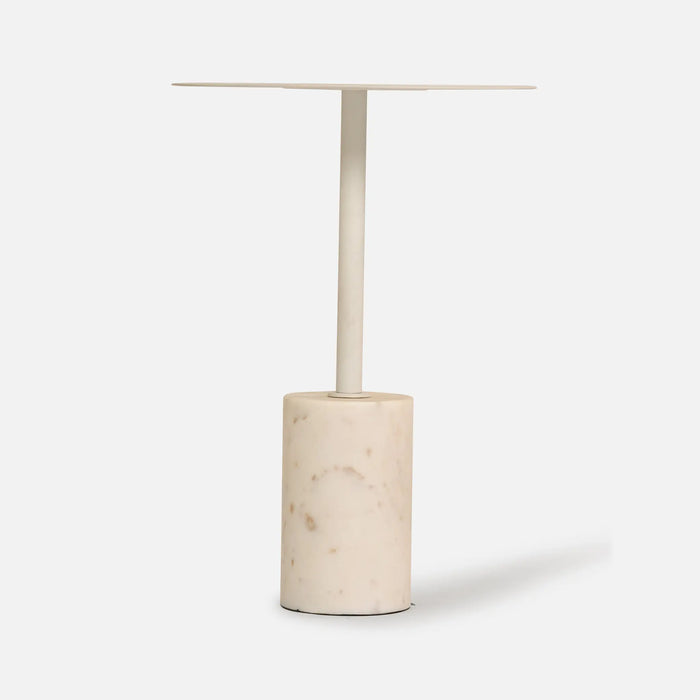 Terry Side Table With Marble Base - White