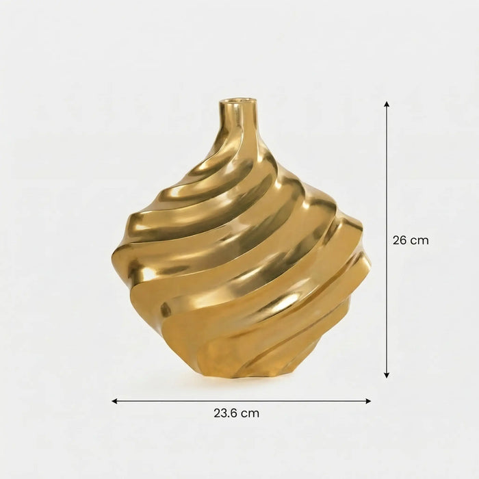 Vertex Aluminum Swirl Vase - Gold